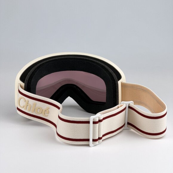 Chloé CH0072S 001 – White Beige Ski Mask Sunglasses Violet Mirror ZEISS Lens - Picture 9 of 16